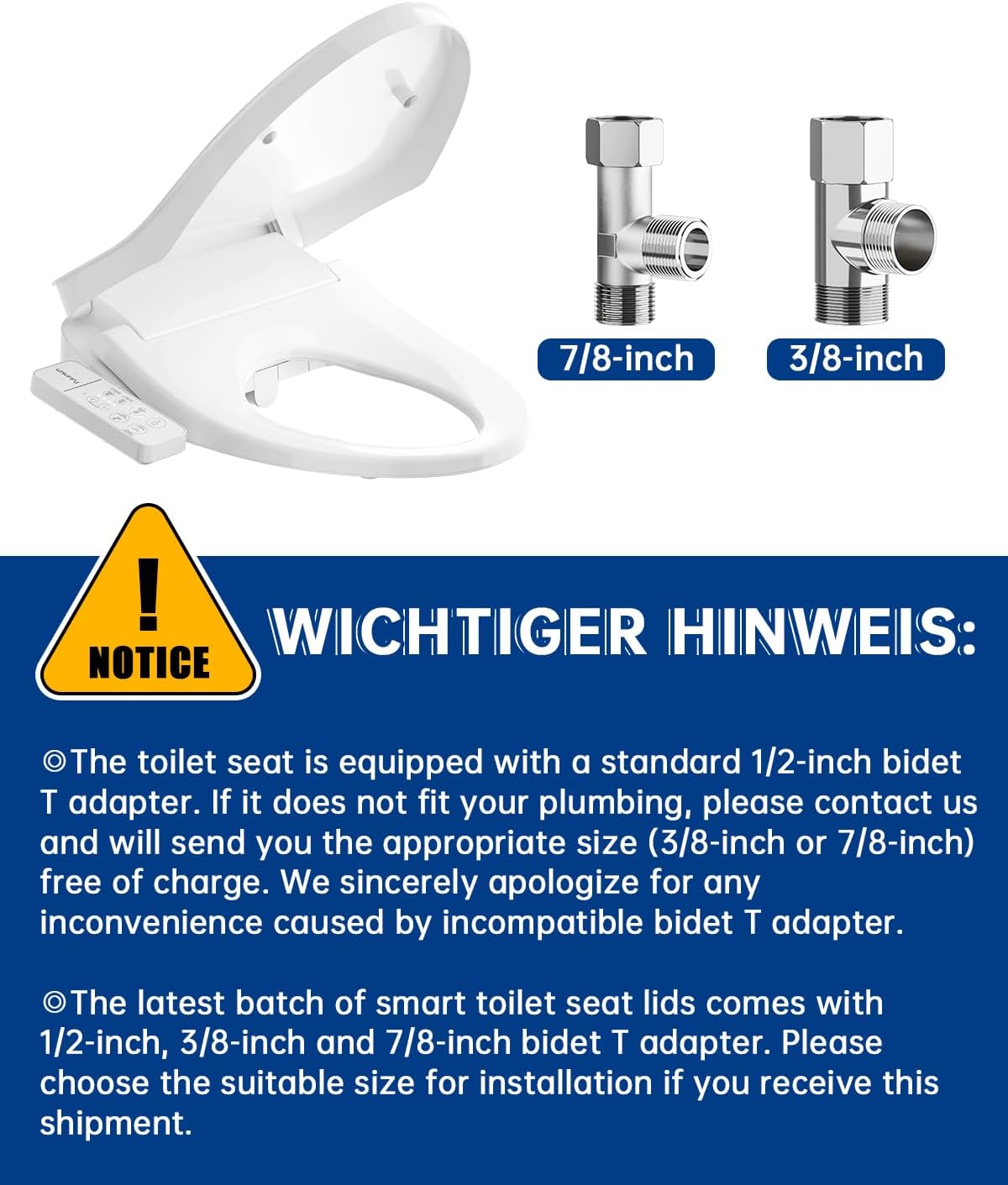 Thumbnail 1 de PUKANIUM 23G001WH Elongated Bidet Toilet Seat with Heated Seat & Air Dryer
