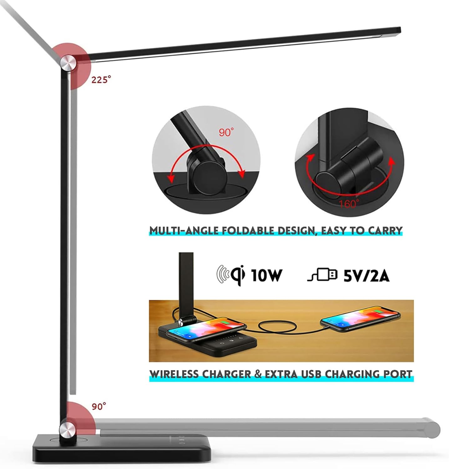 Detalle 2 de BIENSER LED Desk Lamp 10-level dimmable with wireless charger