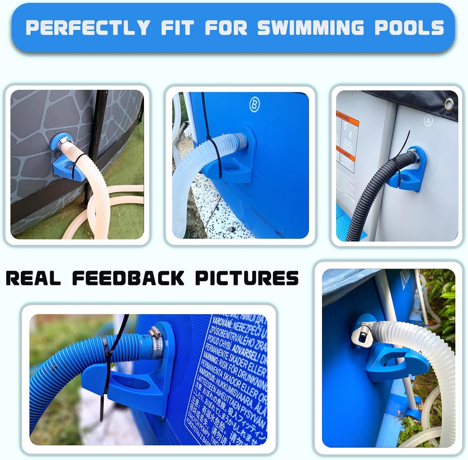 Thumbnail 5 de 2er Set Pool-Schlauchhalterungen für 26–38 mm Rohre – passend für Intex & Bestway (blau)
