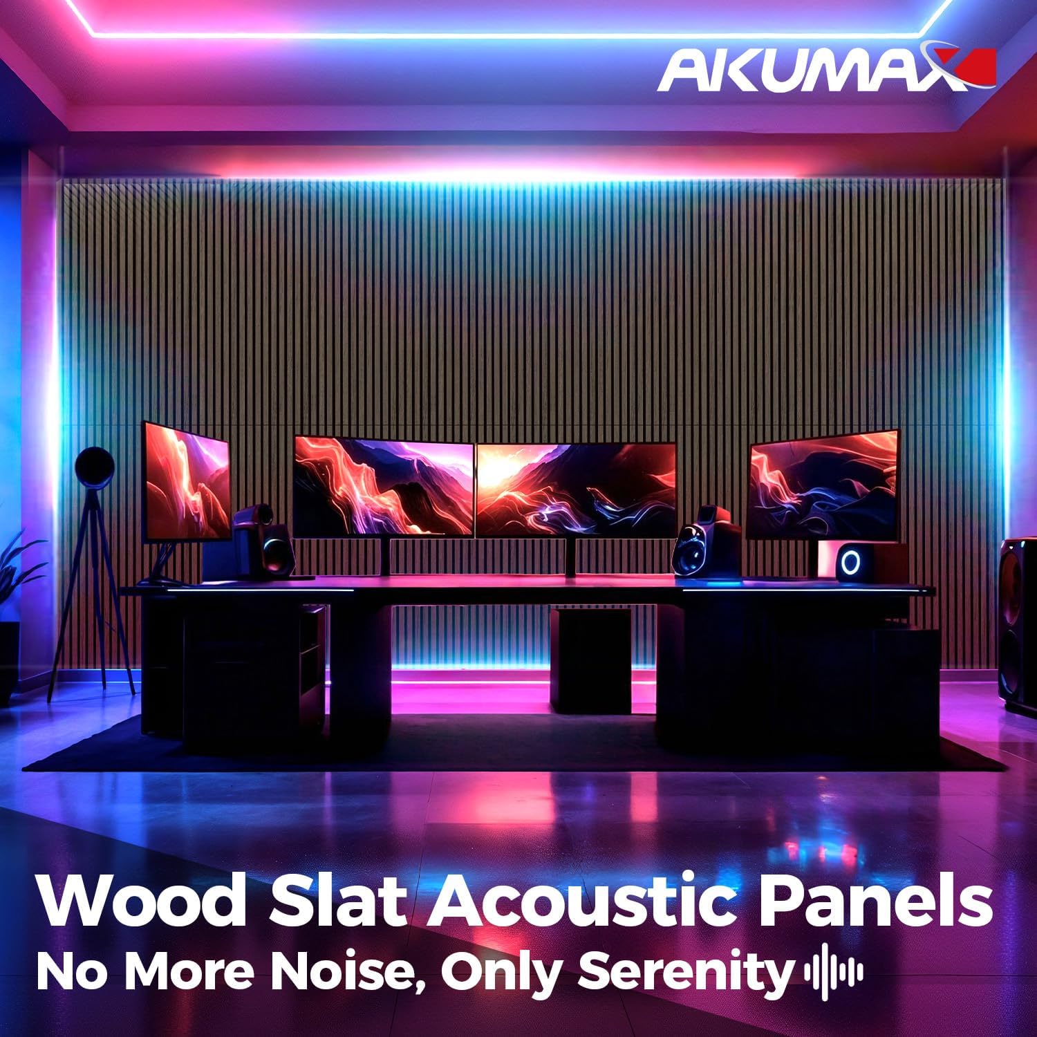 Thumbnail 6 de AKUMAX 3D01 Wood Slat Acoustic Wall Panels, Black Walnut, 2-Pack