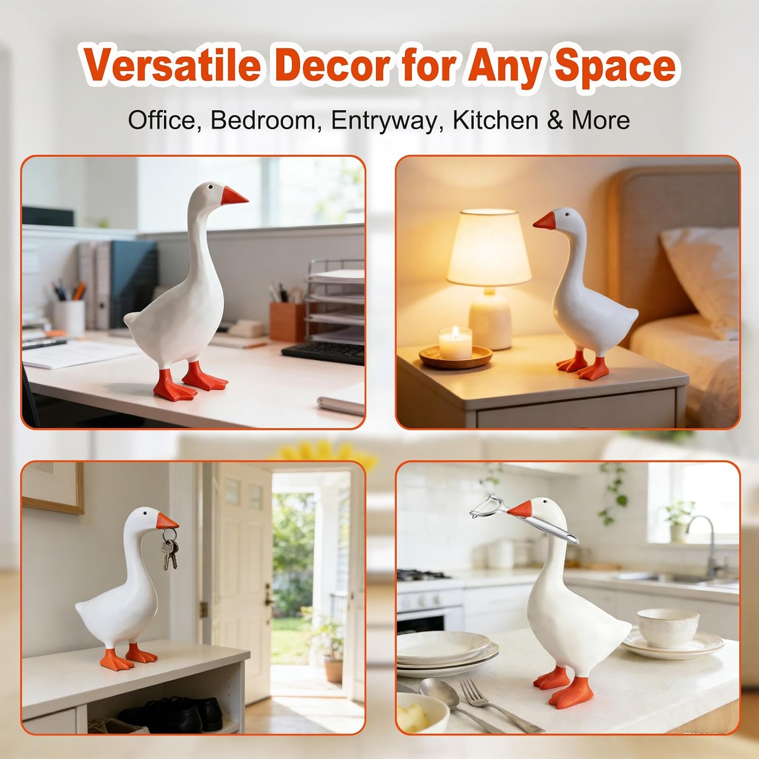 Detalle 2 de Desk Goose 7 Inch Cute Office Decor Desktop Statue Gift with Magnetic Beak – Positive Vibes for Women
