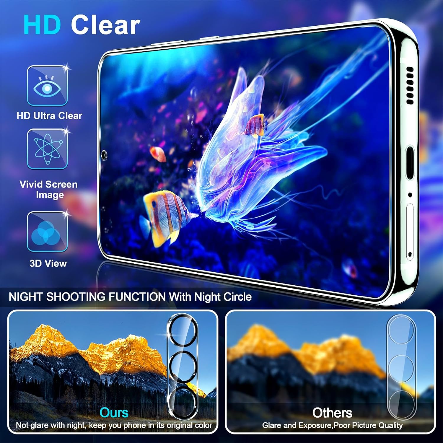 Detalle de firtstnow 3 Pack Tempered Glass + 3 Pack Camera Lens Protector for Samsung Galaxy S25 Plus (6.7")