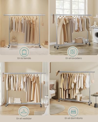 Detalle de SONGMICS HSR175E01 burro de ropa con ruedas extensible (hasta 150 kg)