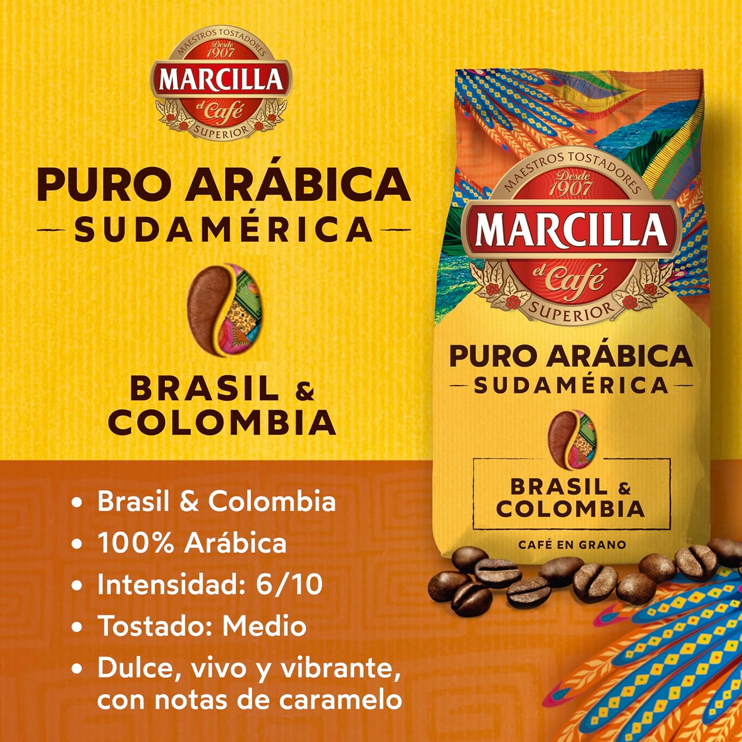 Detalle 1 de Marcilla Café Grano Puro Arábica Sudamérica 400 g