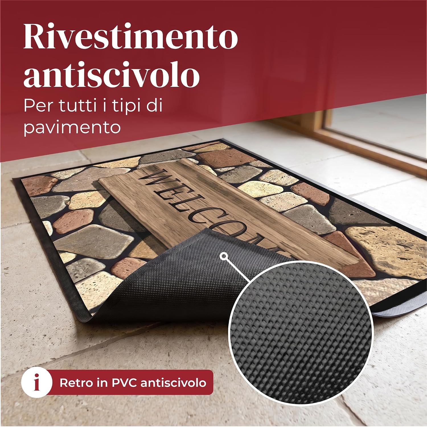 Detalle de Valia Home Zerbini 60x80 cm – tappetino antisporco antiscivolo per ingresso esterno e interno