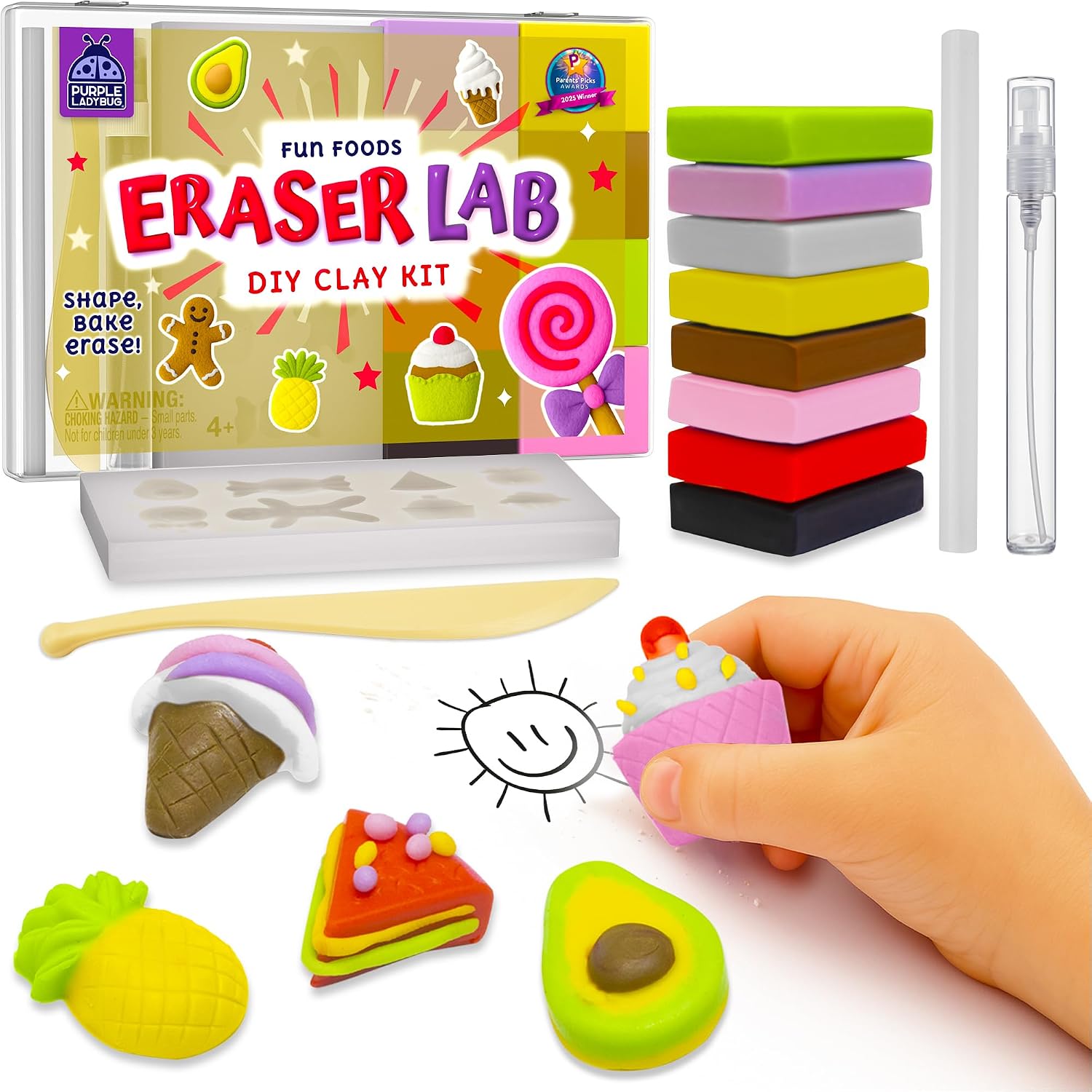 Detalle de Eraser Lab Make Your Own Erasers for Kids – Fun Food Theme DIY Kit
