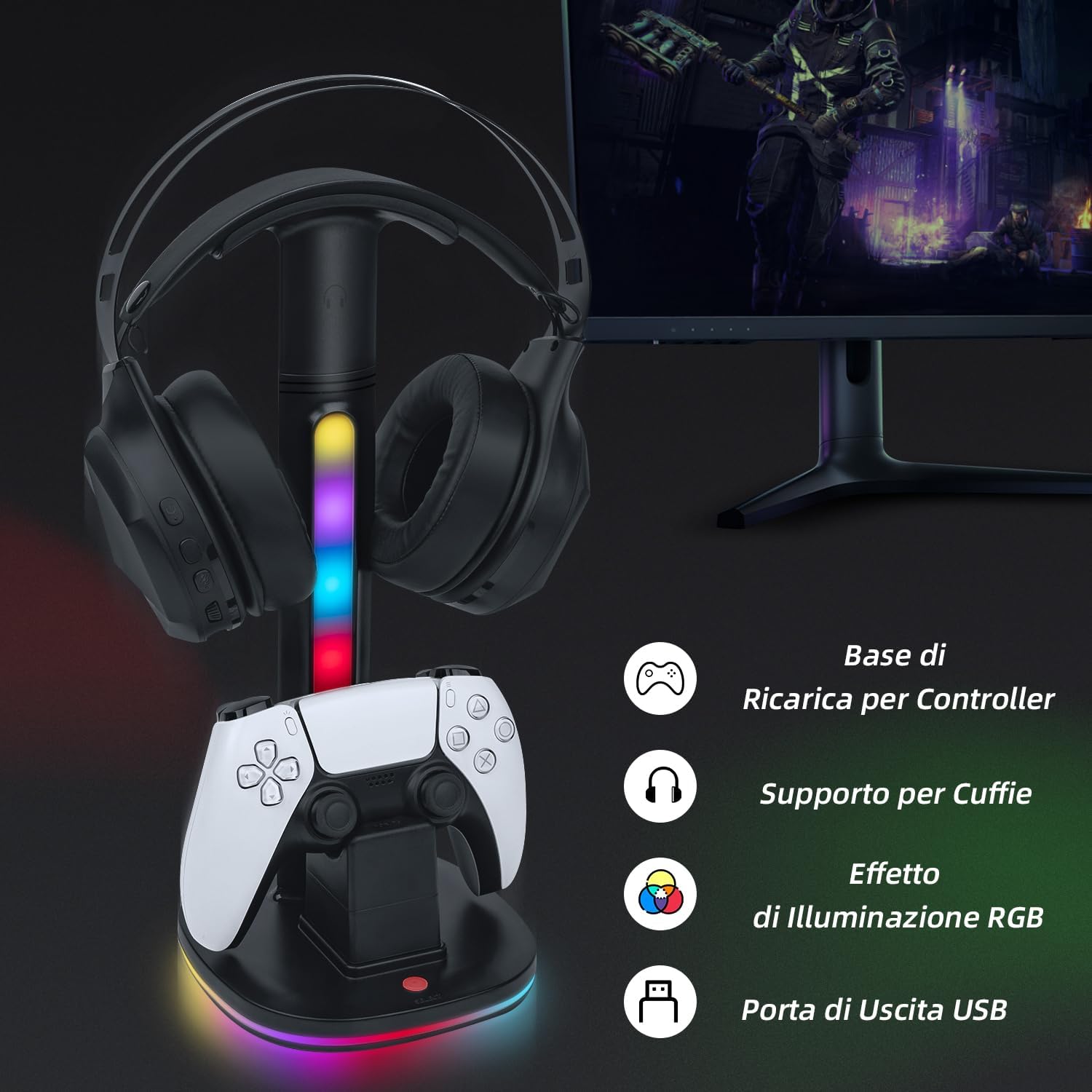 Detalle 2 de Mcbazel Stazione di Ricarica DualSense RGB