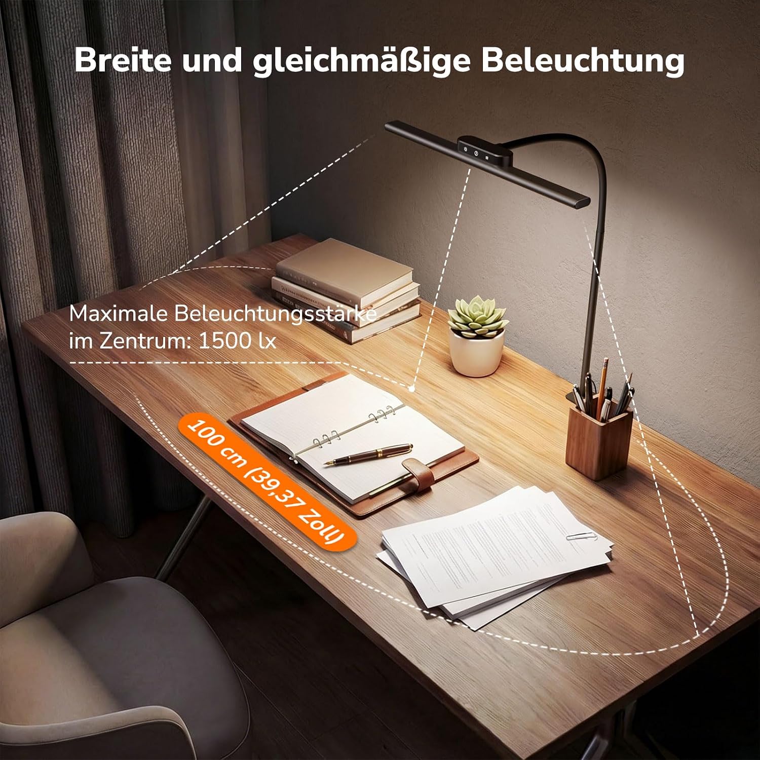 Detalle de Lepro Schreibtischlampe mit Klemme – flexibler, augenschonender Komfort für Arbeit und Studium