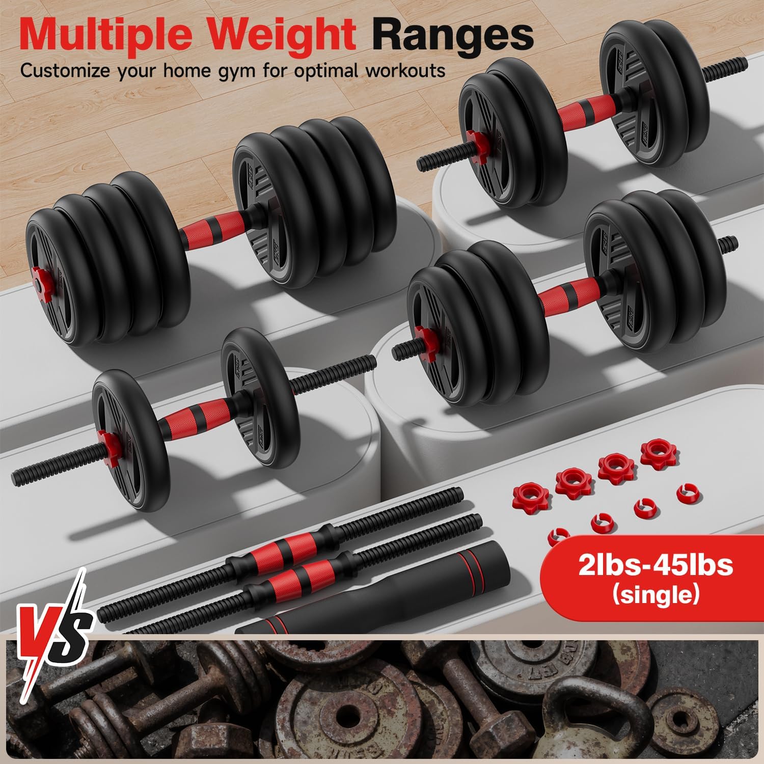 Detalle de Cvonte Adjustable Dumbbell Set 5-in-1