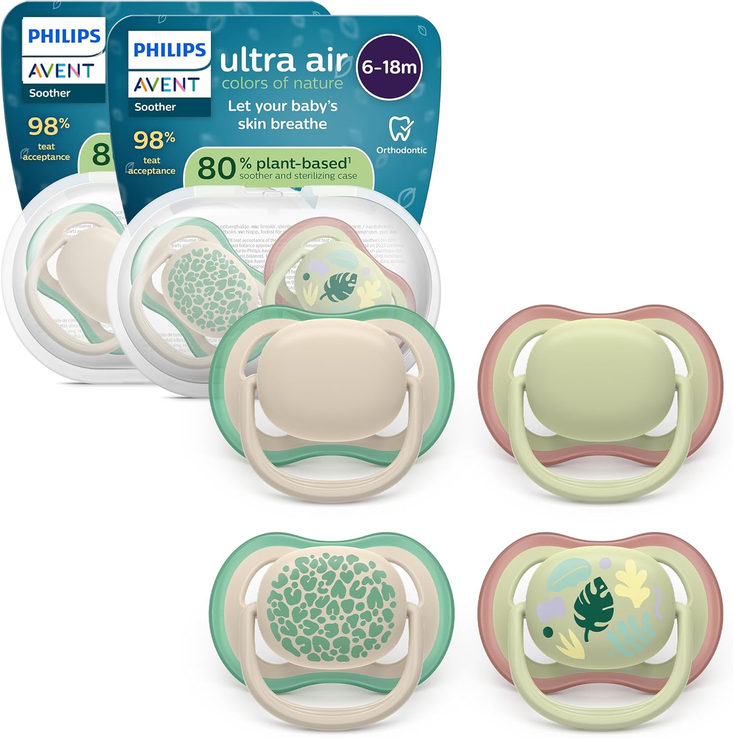 Thumbnail 6 de Philips Avent Sucettes ultra air SCF087/25 – tétines orthodontiques en silicone souple, lot de 4 (6 à 18 mois)