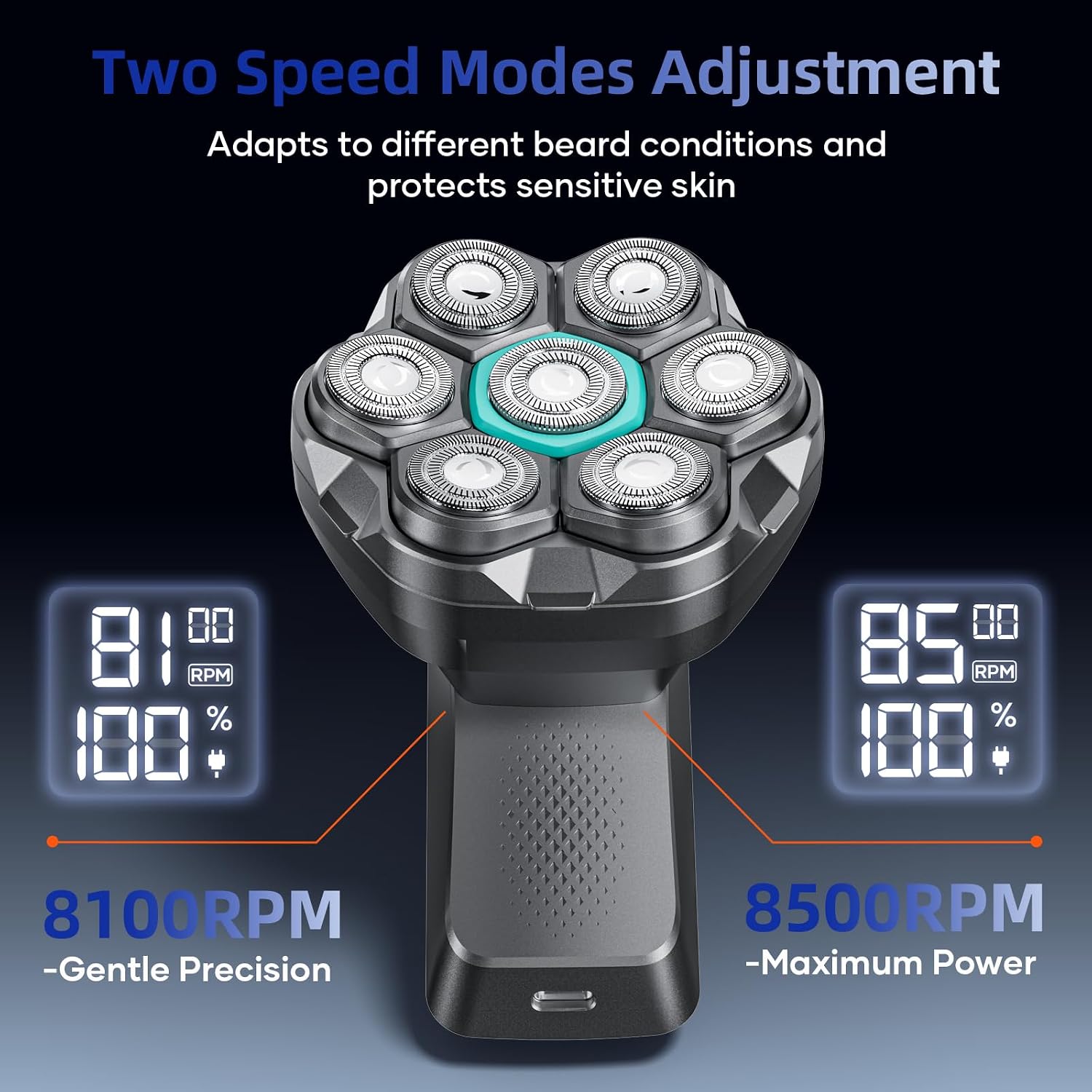Detalle 2 de KENSEN Head Shavers for Bald Men: 2-Speed Adjustable 7D Waterproof Electric Razor