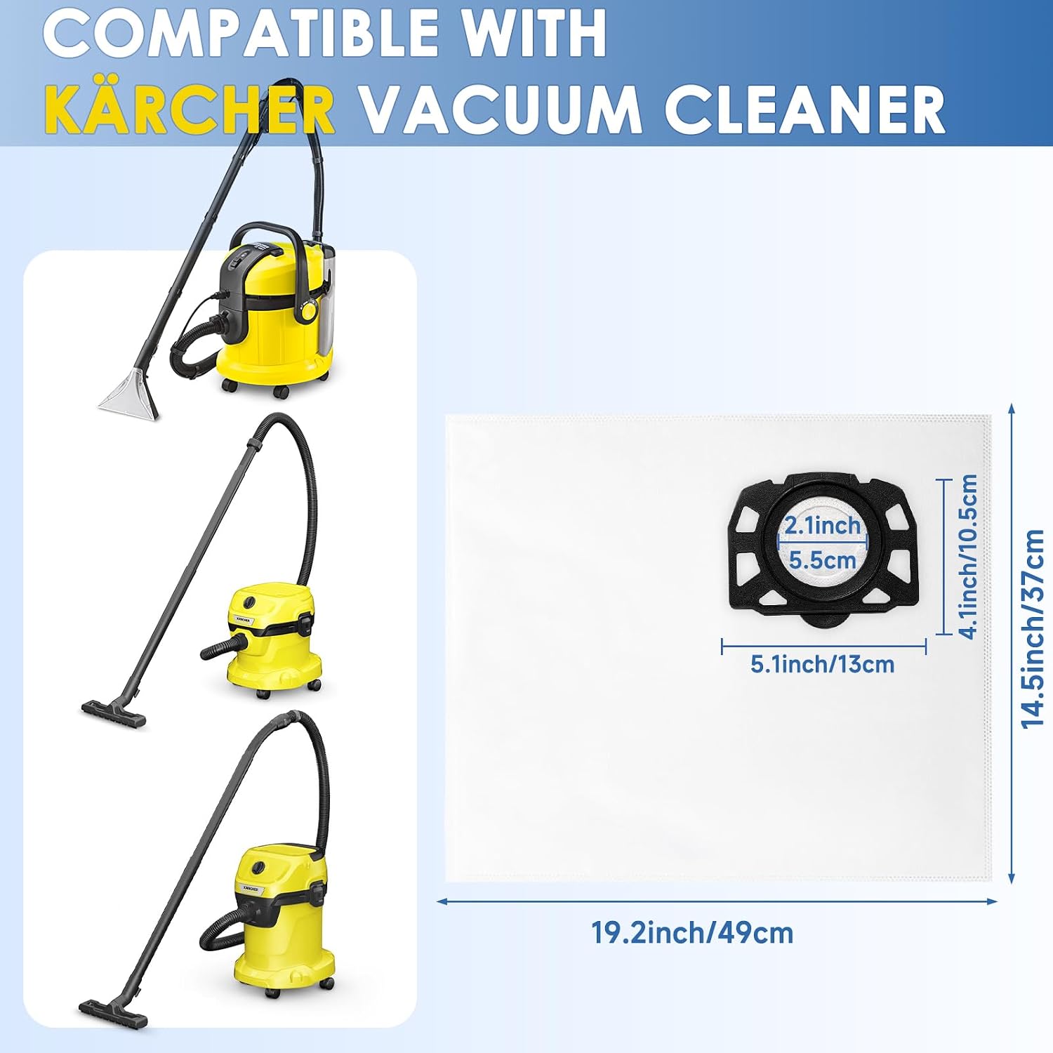 Detalle 2 de Leavans Karcher 357-12 KFI 357 Vacuum Bags, 12 Pack, 3-Stage Filtration