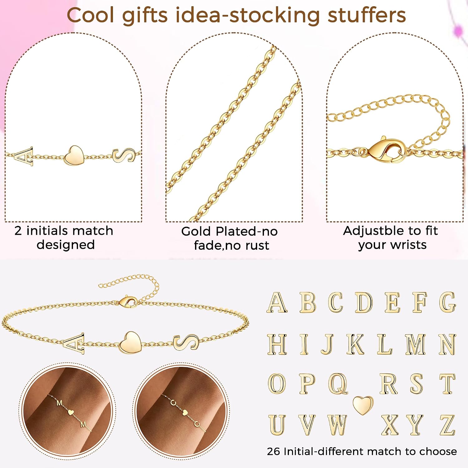 Detalle de Gold-Plated Initial Bracelet with Two Initials