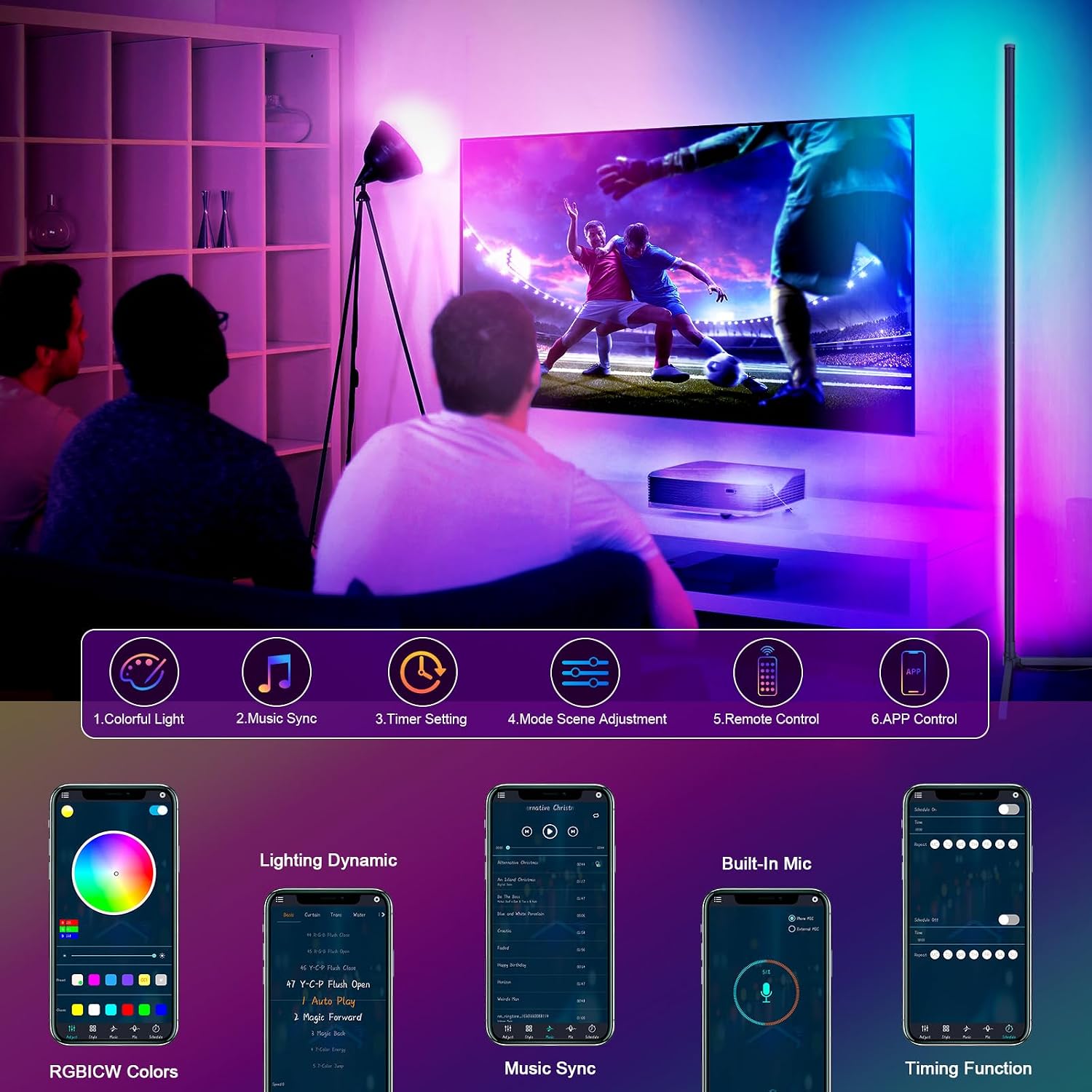 Detalle de CS COSDDI LED Floor Lamp: Smart RGB Corner Lamp