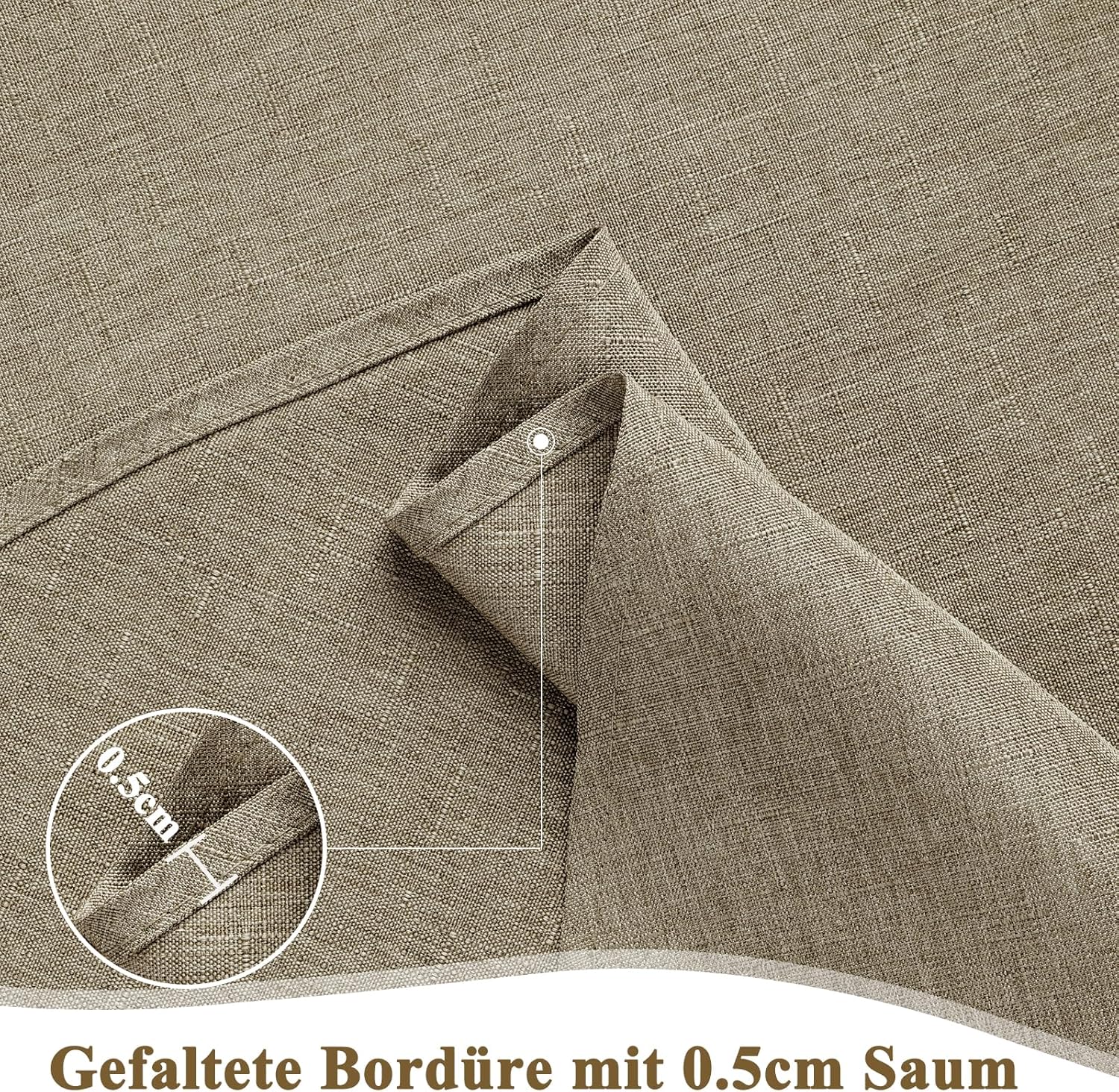 Thumbnail 4 de AooHome Tischdecke Abwaschbar 140x200 cm Kaffee Braun – Leinen-Optik, Wasserabweisend mit Lotuseffekt