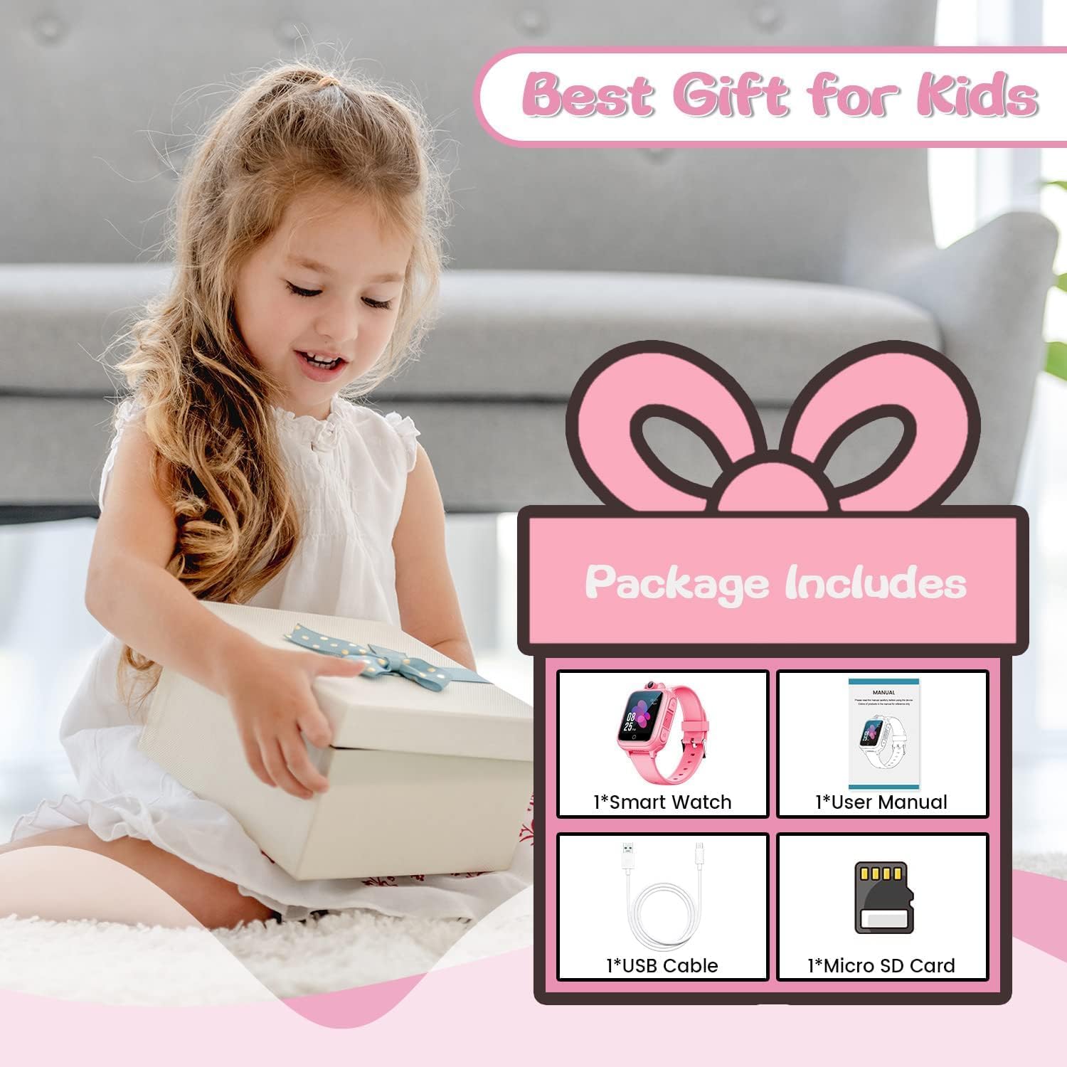 Thumbnail 6 de Awatty Kids Smart Watch for Boys & Girls (Pink, S) – 5–12 Years