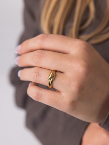 Detalle de Purelei Knoten Ring – offener Edelstahlring mit knotendem Design, verstellbar und wasserfest
