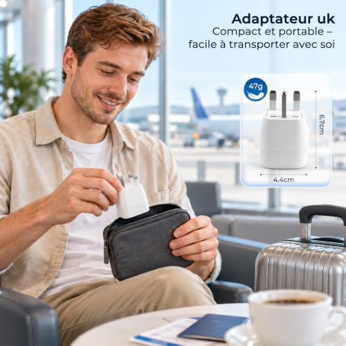 Thumbnail 3 de vutizal Adaptateurs de voyage type G, lot de 2, blancs, 16 A / 2 500 W