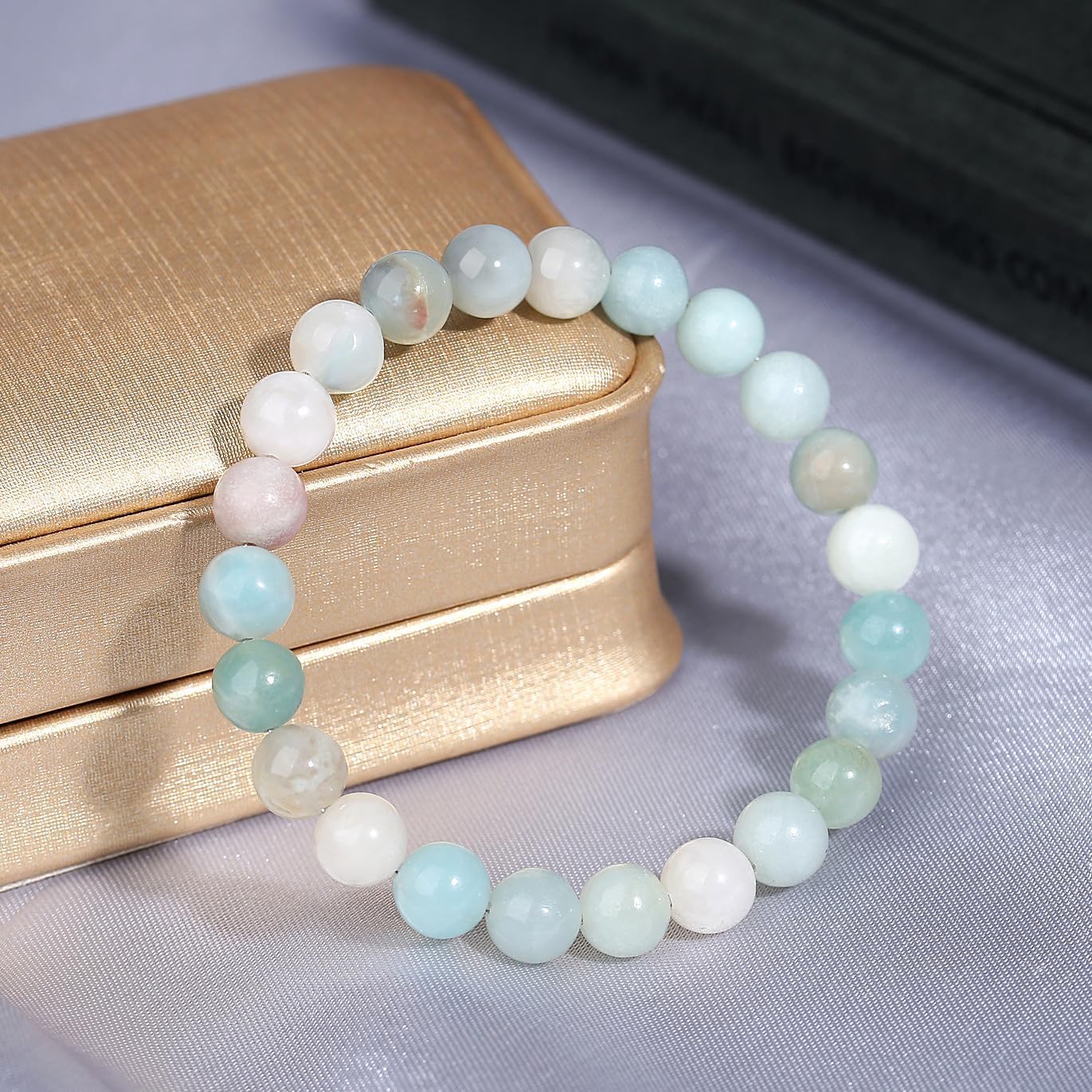 Thumbnail 2 de Sahoottie Amazonite Crystal Beaded Bracelet for Women – 7.5in Elastic 8mm Beads