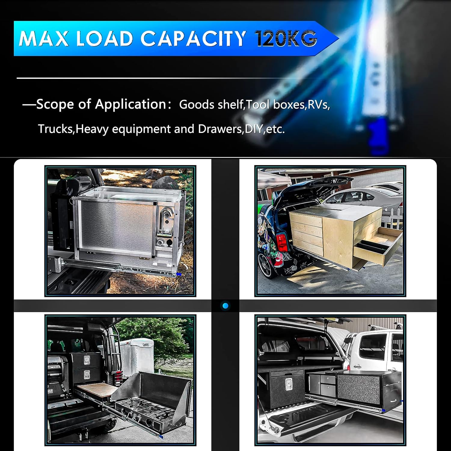 Thumbnail 5 de AOLISHENG Guide per cassetti pesanti con serratura, carico 120 kg 🛠️