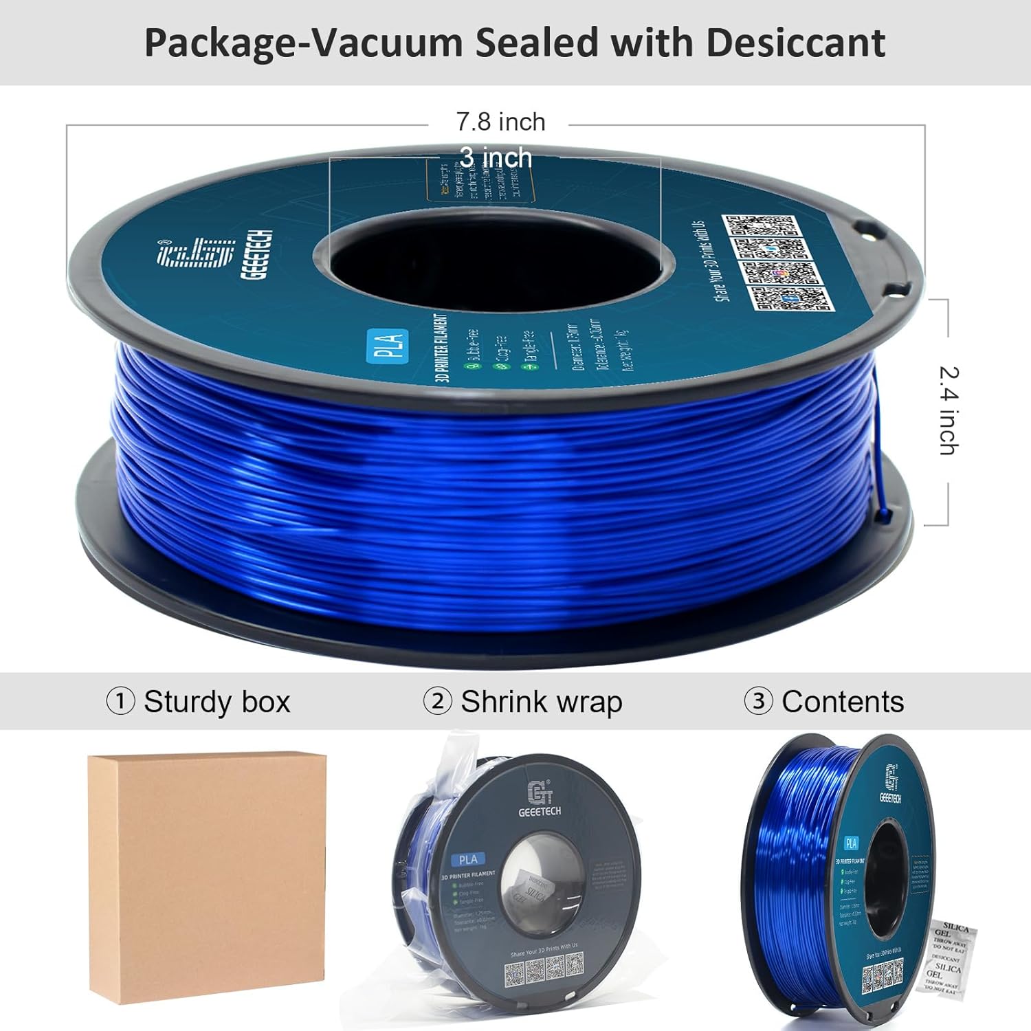 Thumbnail 6 de Geeetech Metal Shine Silk PLA Filament 1.75mm (Royal Blue) — 1kg Spool