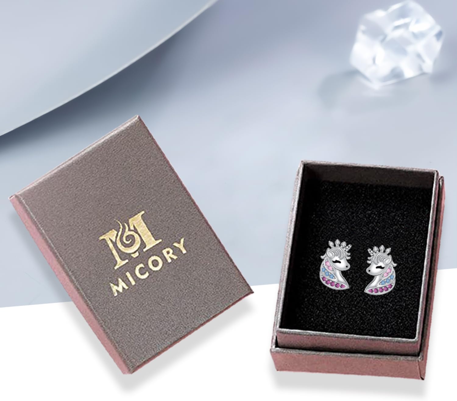 Thumbnail 6 de Micory Boucles d'oreilles pour Femme en Argent Sterling 925 – Clous d'Oreilles Élégants Unicorn Heart