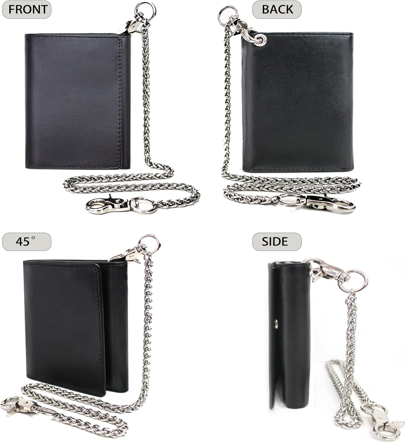 Detalle de boshiho Carbon Geldbörse für Herren mit abnehmbarer Kette, RFID-Schutz und Slim-Design