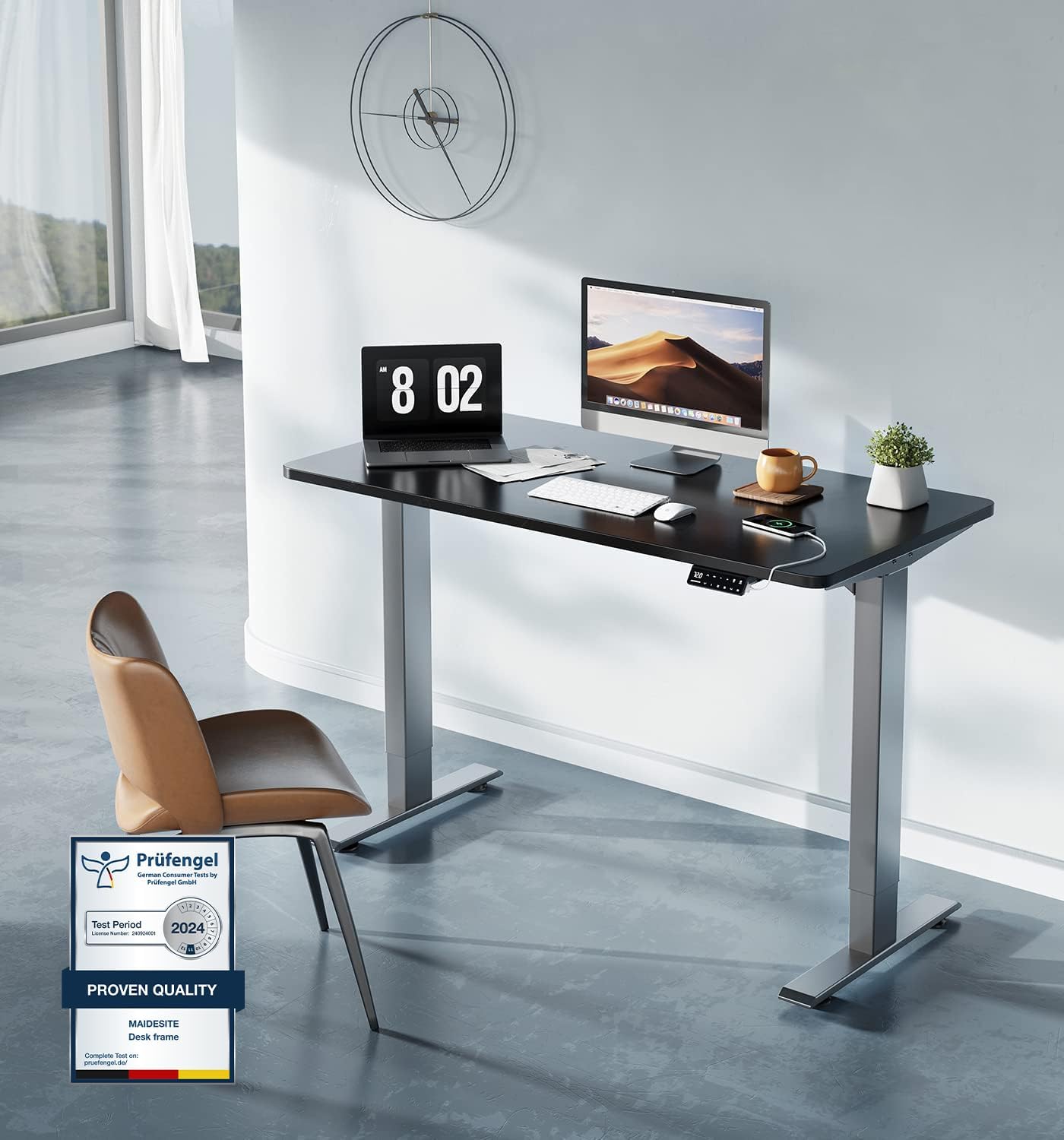 Detalle de MAIDeSITe T2 Pro Adjustable Height Standing Desk Frame (2-stage, Dual Motor) – grey