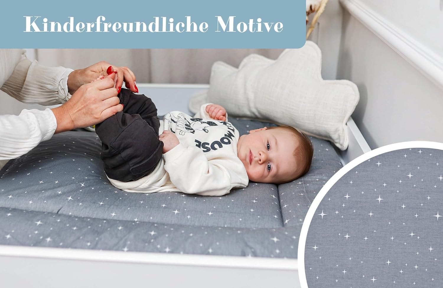 Thumbnail 4 de Table à langer bébé 75x72 cm avec matelas à langer pliable imperméable en coton lavable Oeko-Tex (compatible commode Hemnes ou Malm)