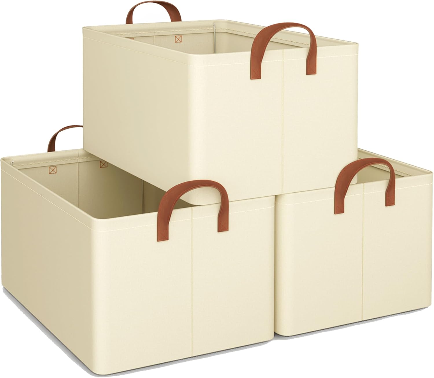 Detalle de iEGrow förvaringslådor, 3-pack, vikbara med handtag, 35 × 25 × 20 cm