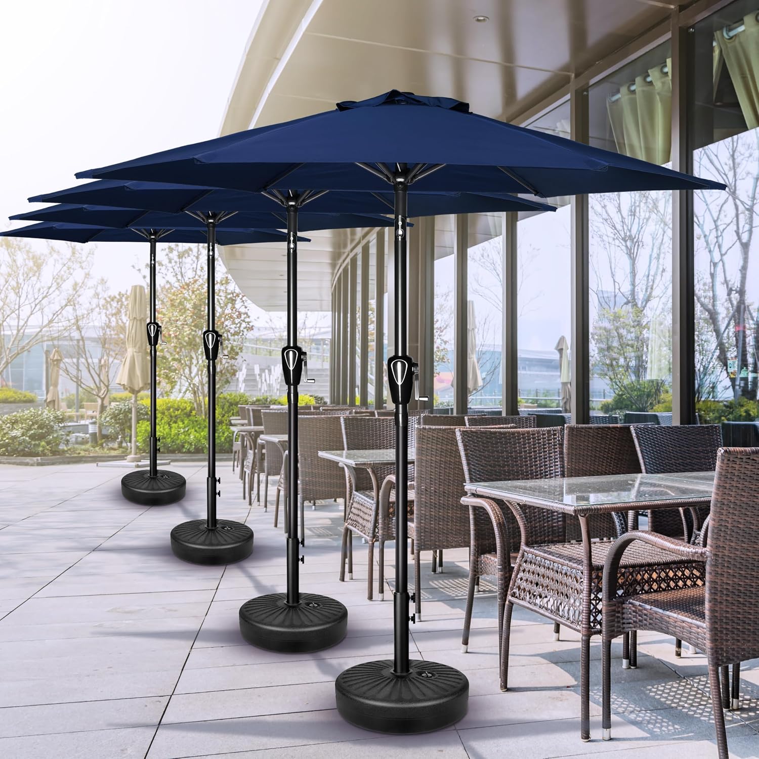 Thumbnail 6 de Simple Deluxe 2.28M Patio Umbrella: Durable 6-Rib Outdoor Market Table Shade with Push Button Tilt/Crank in Dark Blue