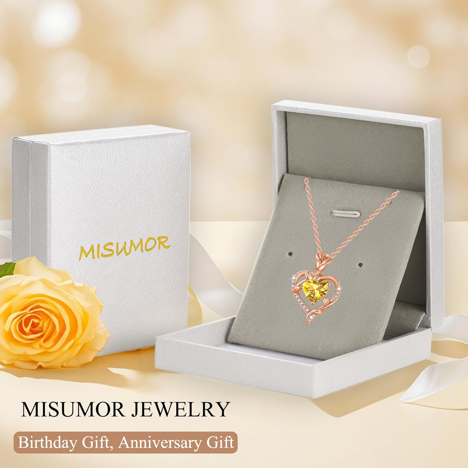 Thumbnail 5 de Collier femme MISUMOR en argent 925 avec pendentif cœur et rose