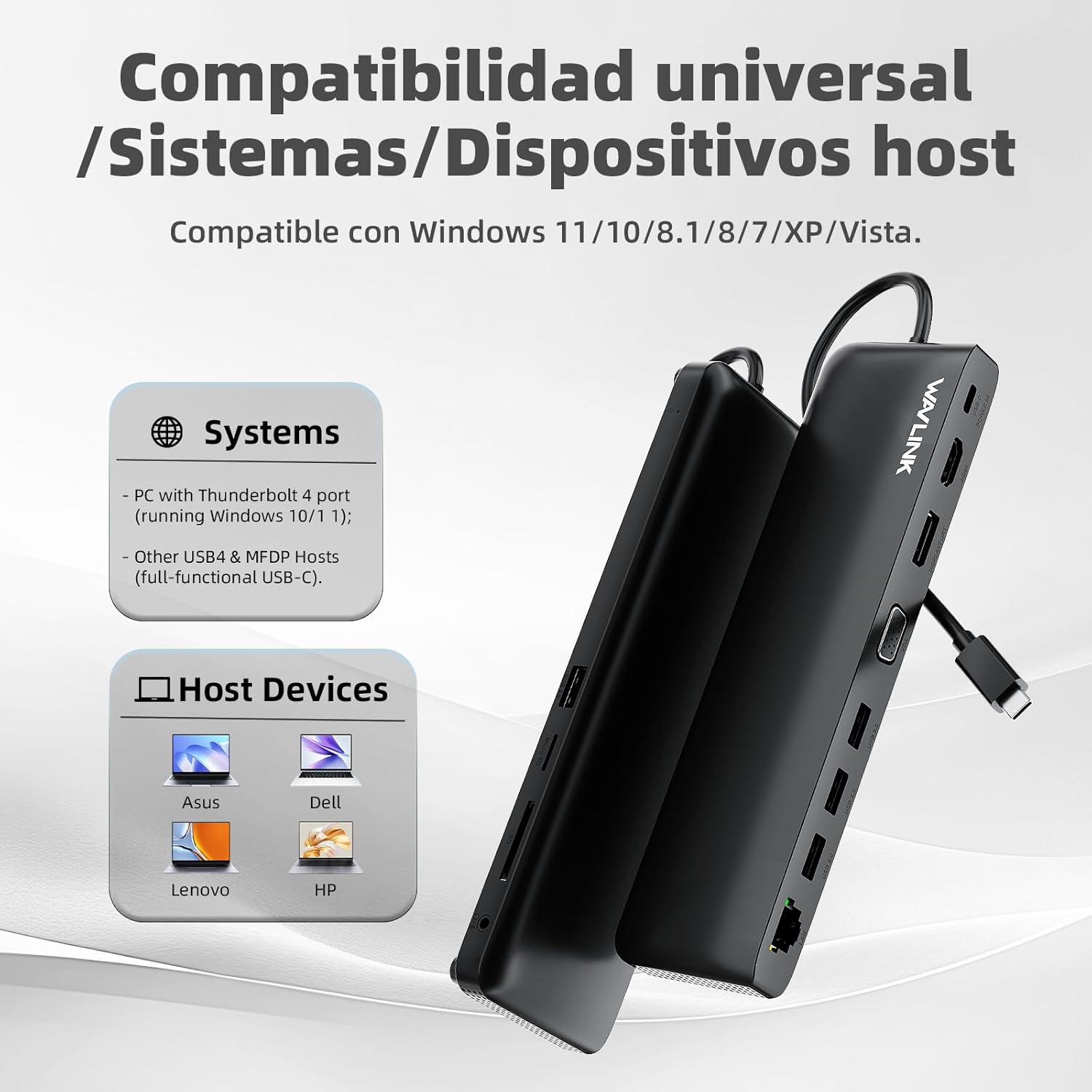 Thumbnail 6 de WAVLINK Estación USB-C 3 Monitores 📺 HDMI, DP, VGA, 100W PD