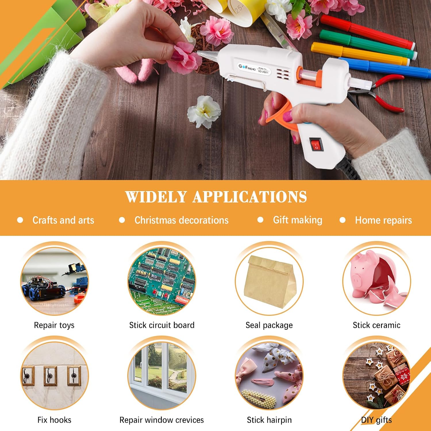 Thumbnail 6 de GOFRIEND 20W Glue Gun with 75pcs Glue Sticks (7mm x 150mm) – Upgraded, Fast Heating