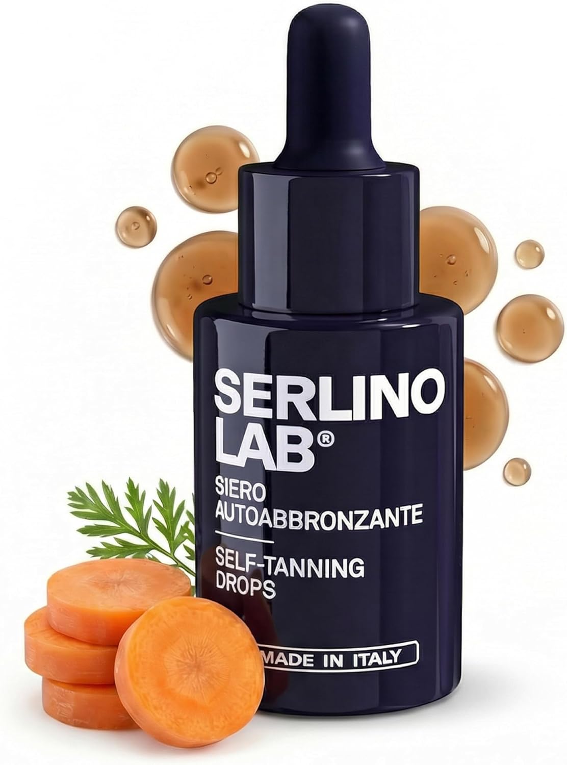 SERLINO LAB Gocce Autoabbronzanti 30 ml – abbronzatura naturale senza sole per uomo, con Aloe Vera e acido ialuronico