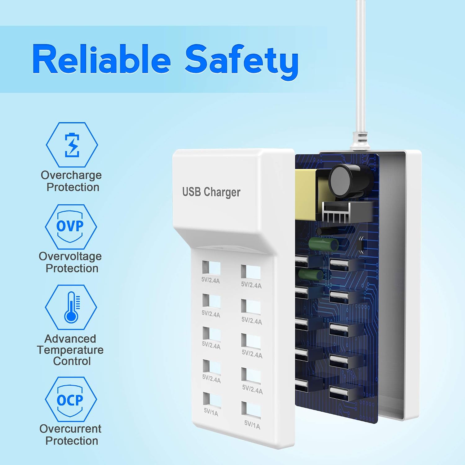 Detalle de USB Charger Station Block 10-Port ⚡