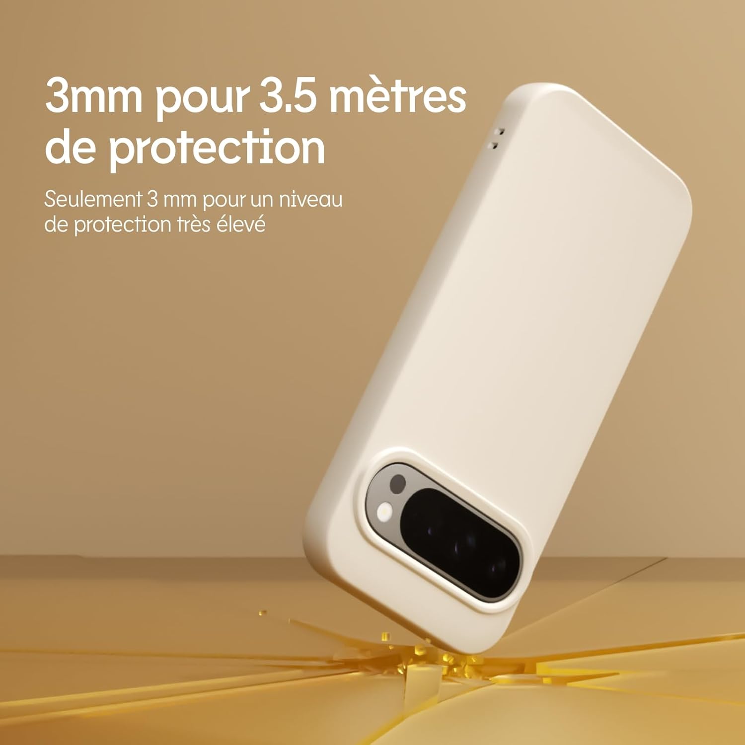 Thumbnail 1 de RhinoShield SolidSuit Beige pour Pixel 9 — coque fine avec absorption des chocs et finition mate, compatible MagSafe