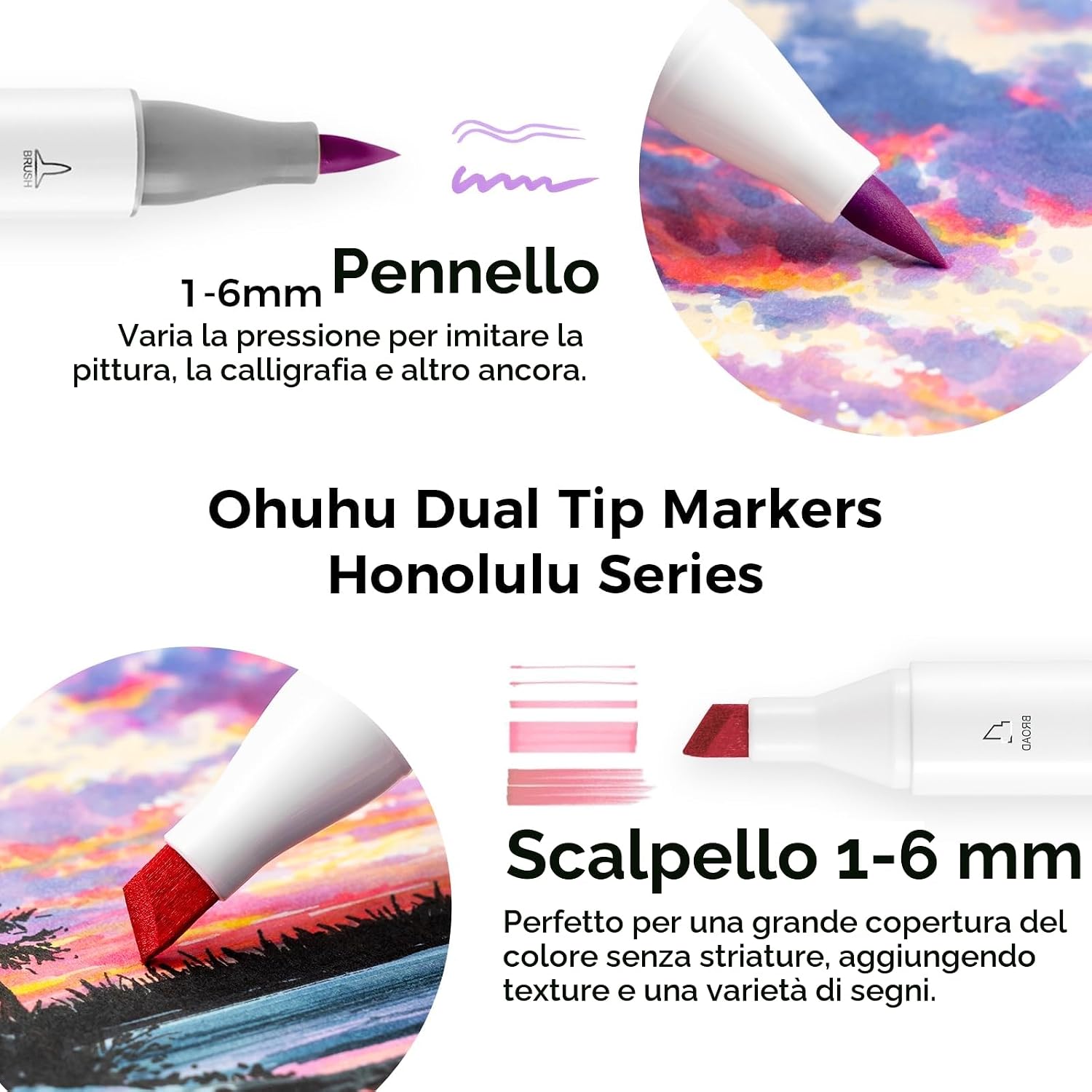 Thumbnail 1 de Ohuhu Pennarelli pastello con 104 colori a doppia punta