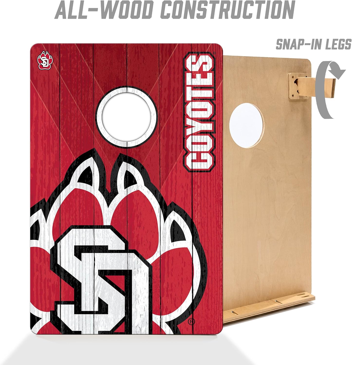 Detalle de YouTheFan NCAA 2 x 3 ft All-Wood Cornhole Game with Team Logo Bags