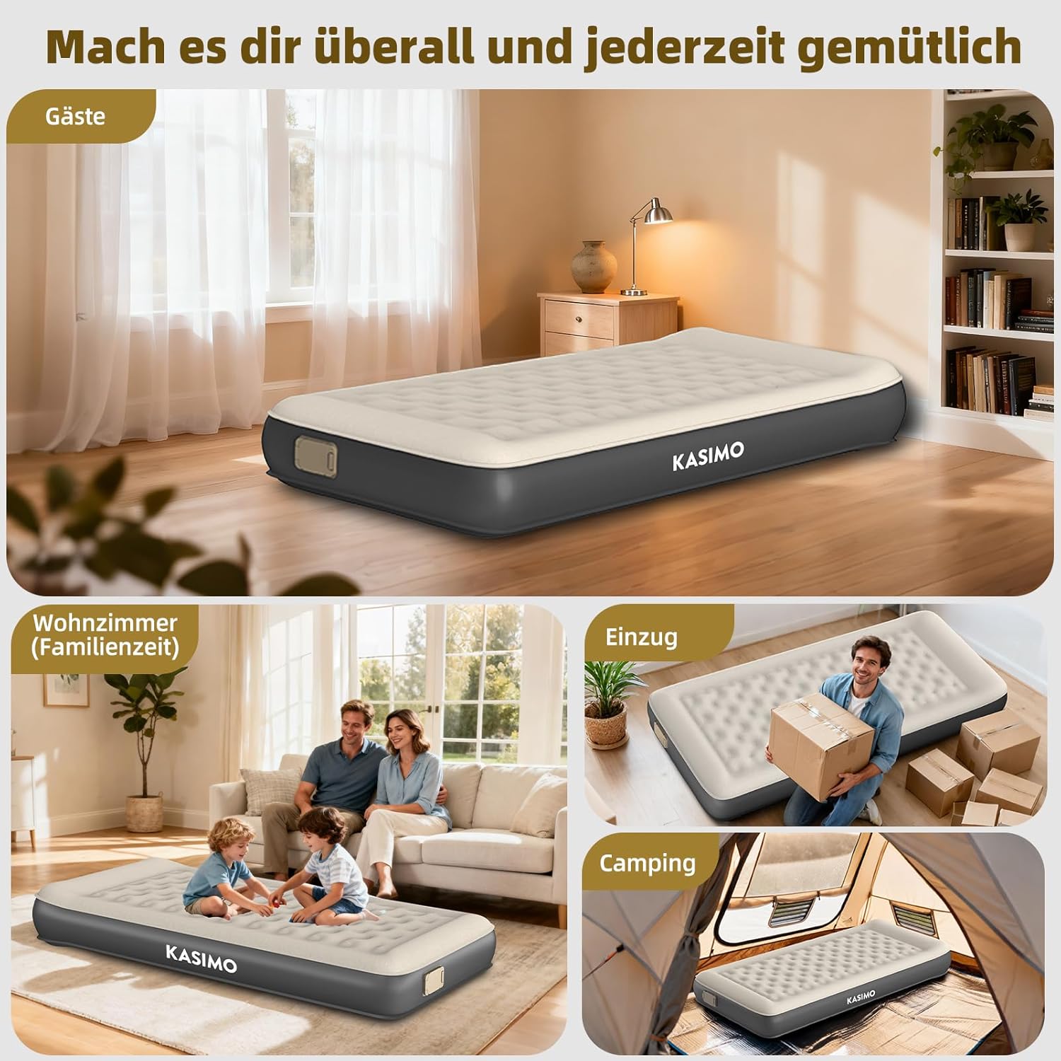Detalle de KASIMO TPU Luftmatratze selbstaufblasend – 1 Person 190x90x22 cm mit integrierter Pumpe