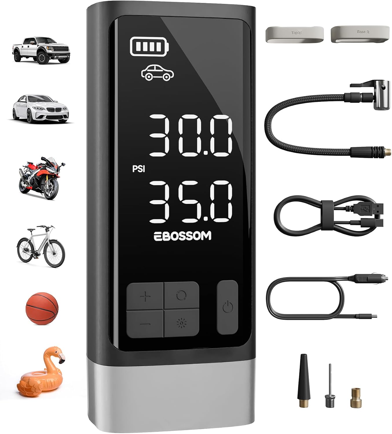 Compressore Aria Portatile Auto 10,3 Bar – Kit Emergenza Multifunzione con LED e Batteria 2500 mAh