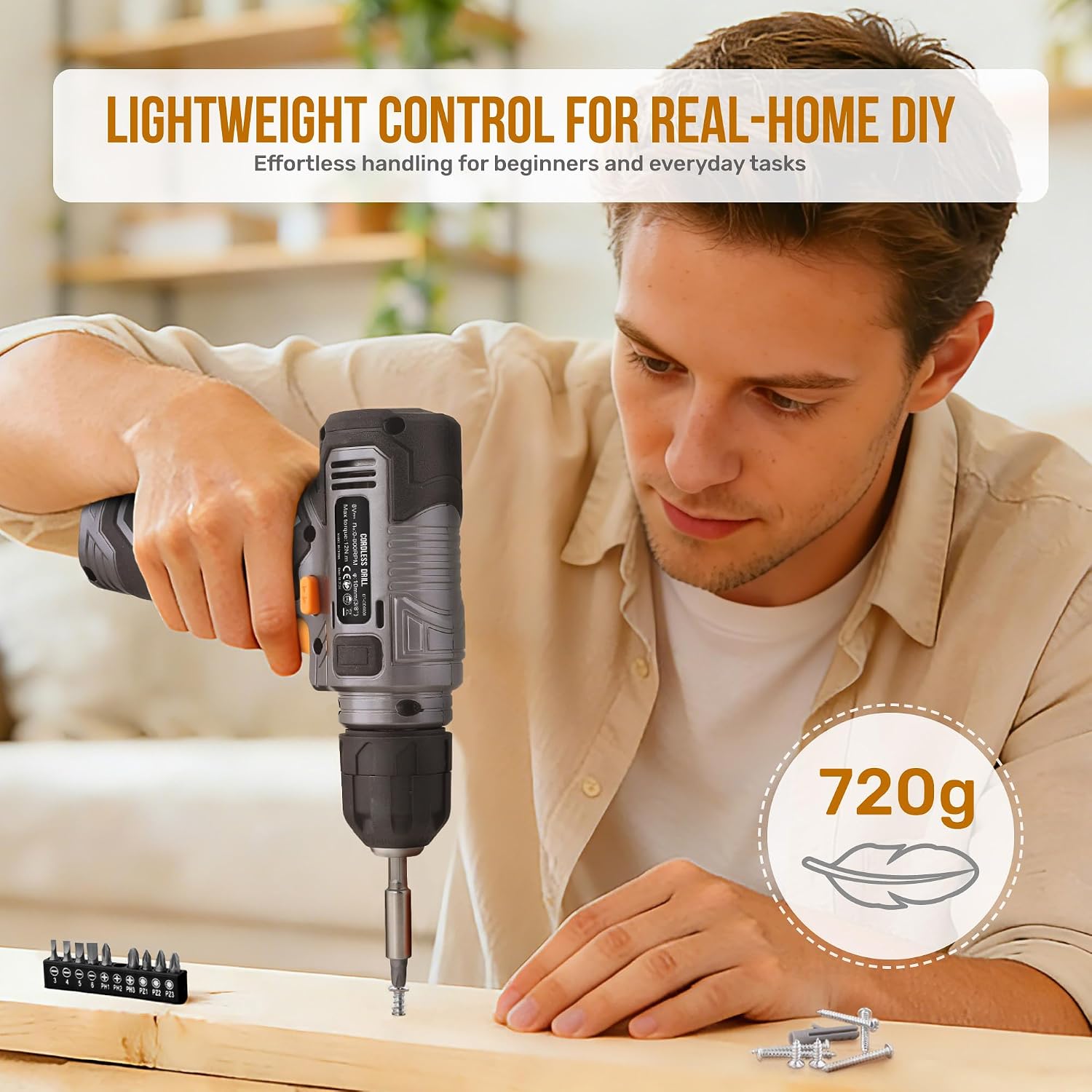 Detalle 2 de Hi-Spec DT30558GY-DE 8V Cordless Drill Tool Kit with USB Charging
