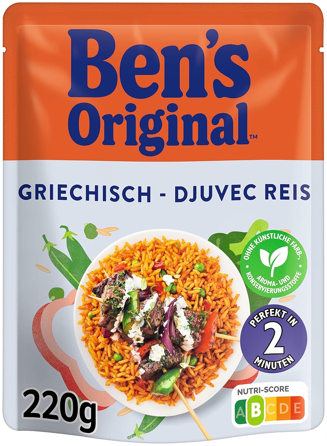 Detalle de BEN'S ORIGINAL Express Reis Griechisch 6 x 220 g – schneller Tomatenreis mit Gemüse