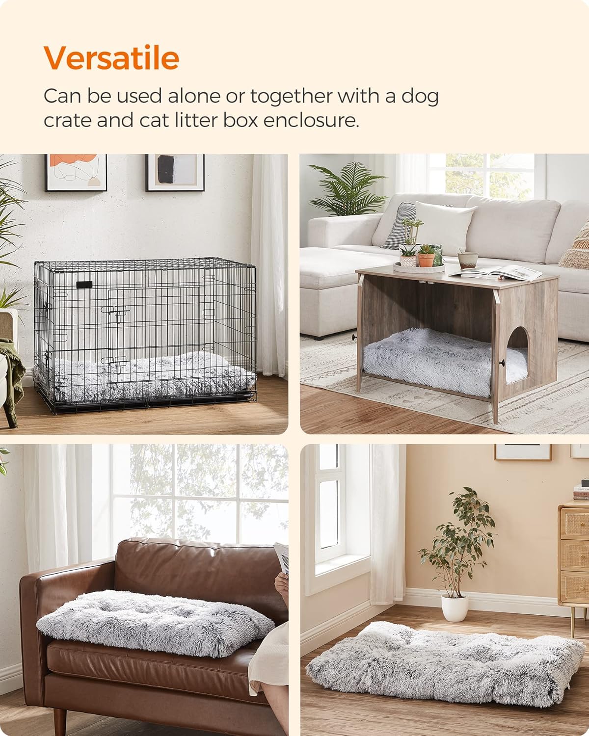 Thumbnail 3 de Feandrea Large Dog Bed 95 x 60 cm — Fluffy crate mat