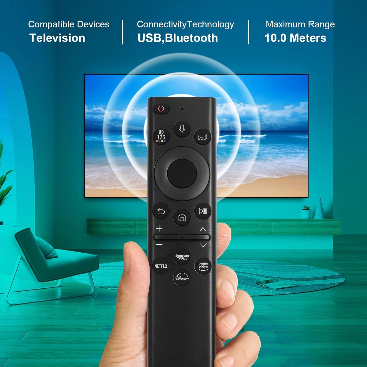 Thumbnail 5 de BN59-01385A Solar Frame TV Voice Remote Replacement for Samsung Smart TVs (Rechargeable Solar + USB-C)