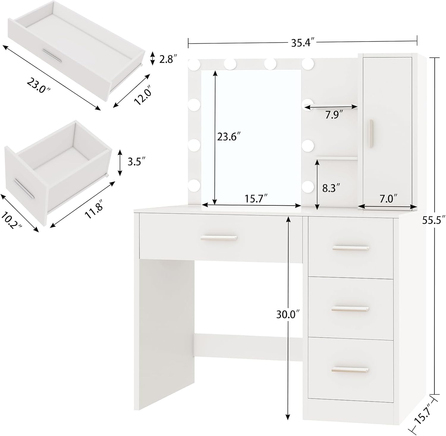 Thumbnail 6 de FIONESO Vanity Desk 35.4-Inch