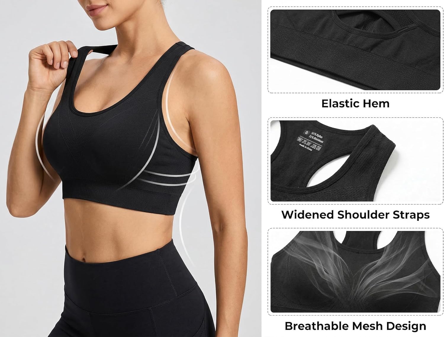 Thumbnail 4 de Sykooria Brassière Sport Femme à coussinets amovibles, dos croisé pour yoga et danse