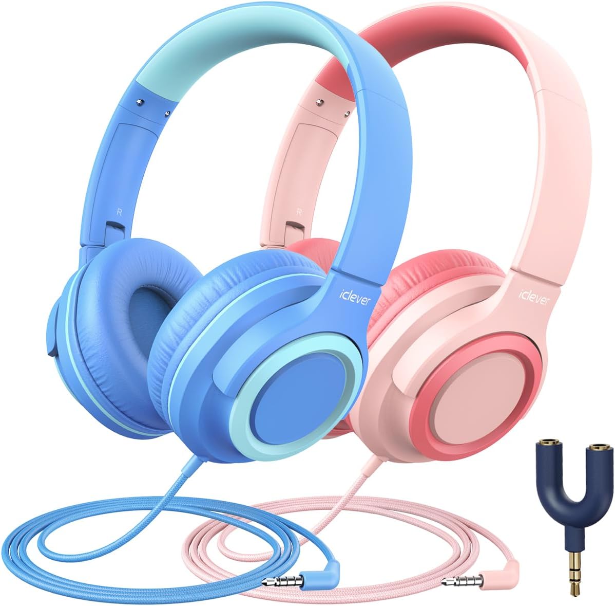 Thumbnail 6 de iClever 2 Pack Kids Wired Headphones (85dBA volume limit) – foldable, adjustable headband