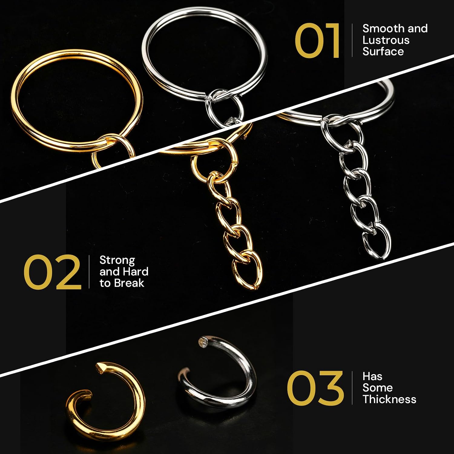 Detalle 2 de Teenitor XF-005 Keychain Making Kit, 120-Piece Gold and Silver Key Rings