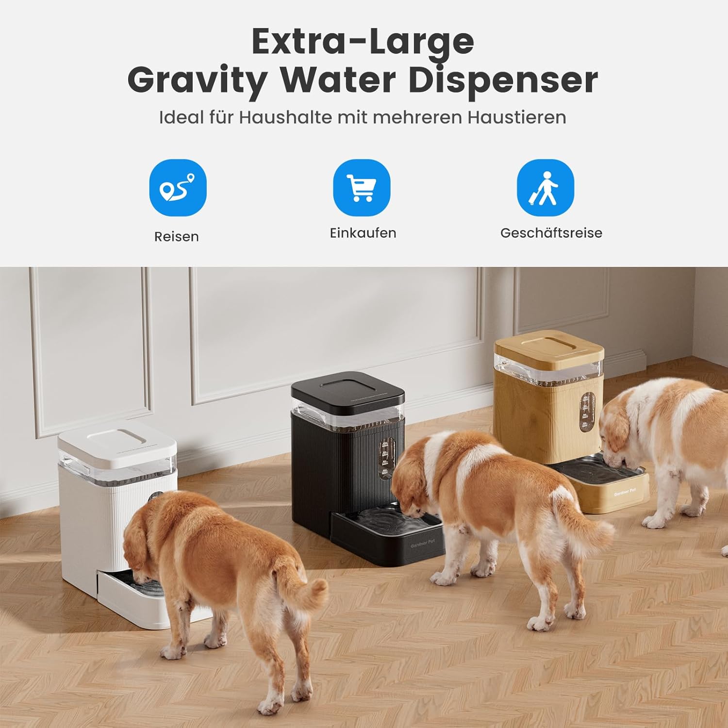 Thumbnail 6 de Gardner Pet automatischer Wasserspender mit 6,5 l Schwerkraft-Futterbrunnen – ohne Strom, Edelstahl-Schüssel